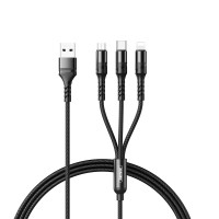 Кабель Remax Speed Series 3в1 3.1А USB to Type-C/Lightning/Micro-USB Black (RC-186TH)