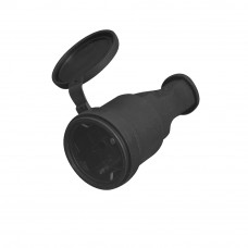 Розетка ELM SPR-10EC с заземлением и крышкой Черный (41-0037)