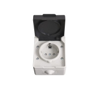 Накладная розетка ELM OW-10EC с заземлением и крышкой (41-0038)