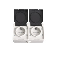 Подвійна накладна розетка ELM OW-20EC IP54 з кришками (41-0044)
