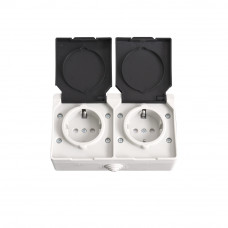 Двойная накладная розетка ELM OW-20EC IP54 с крышками (41-0044)